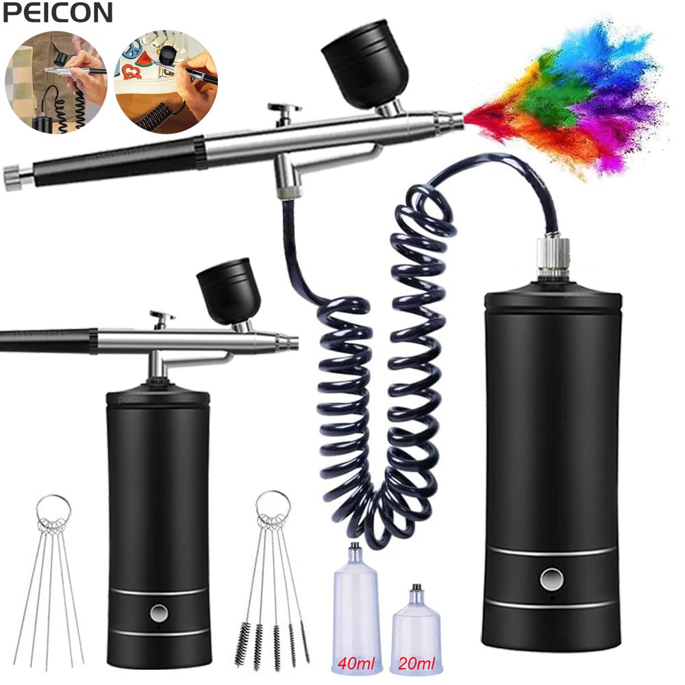 Airbrush Compressor Kit - Aerógrafo con compresor, aerógrafo portátil, pulverizador