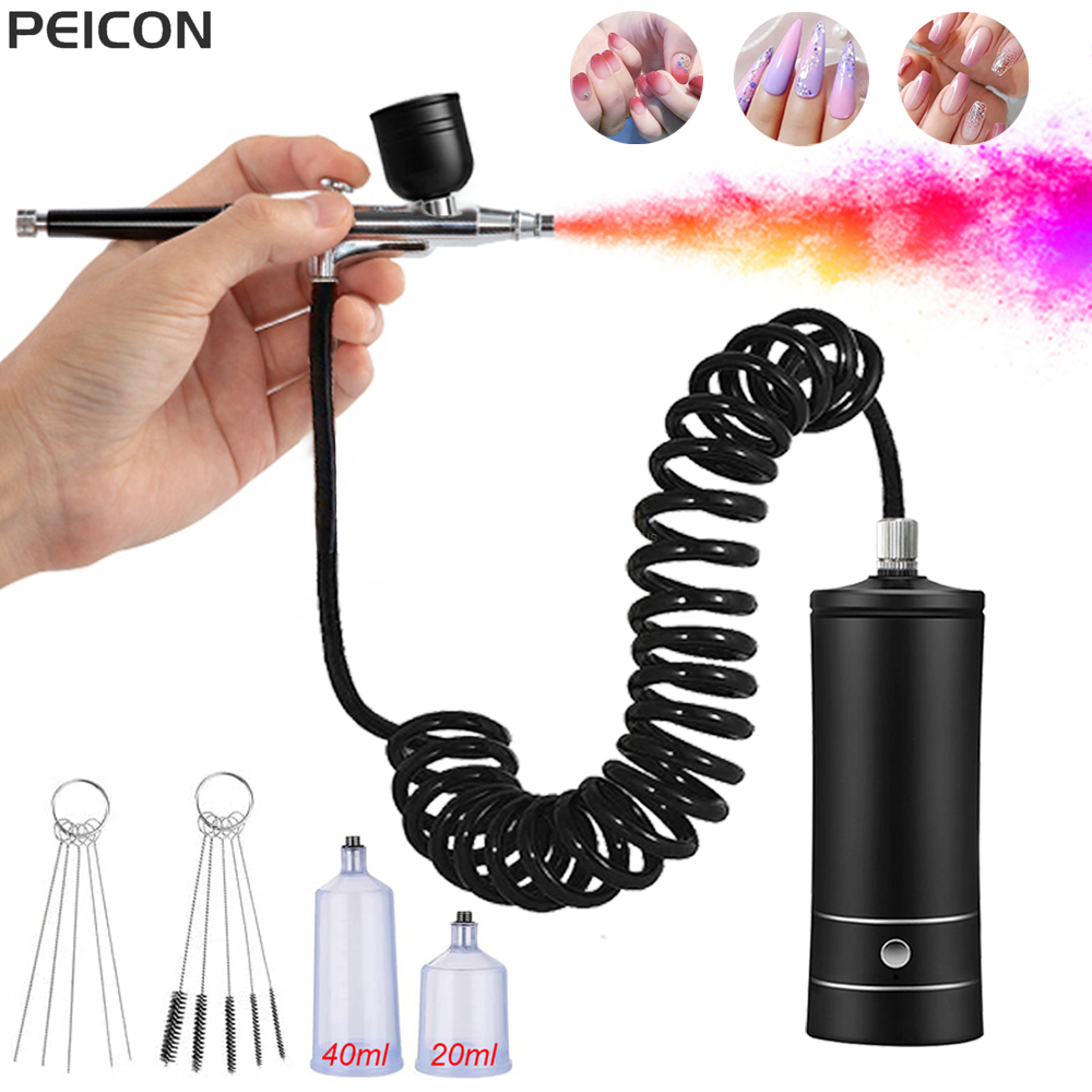 Airbrush Compressor Kit - Aerógrafo para uñas con compresor, cepillo